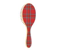 Cepillos de pelo madera búfalo Plaid Tartan Check Escocia línea roja cepillo de pelo madera crecimiento del cabello cepillo de madera cepillo de madera madera embajada madera