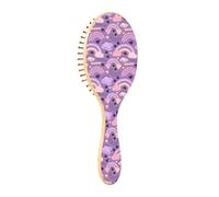 Cepillos de pelo madera dibujos animados arco iris nube púrpura madera paleta cepillo para el pelo cepillo de pelo natural madera cepillo