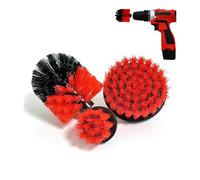Cepillos de taladro 3 piezas, cepillos de taladro eléctricos para limpieza, para limpiar pisos de hogares y empresas, ladrillos, inodoros, bañeras, lavabos, autos, etc. (Rojo)