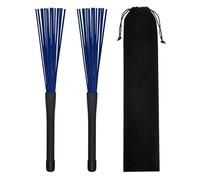 Cepillos de Tambor Brushes Jazz Brush 1 Pair Retractable Rubber Handles Jazz Drum Brushes Sticks Nylon(1 pair blue)