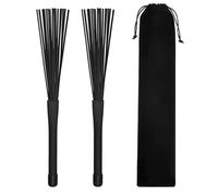 Cepillos de Tambor Brushes Jazz Brush 1 Pair Retractable Rubber Handles Jazz Drum Brushes Sticks Nylon(1 pair black)