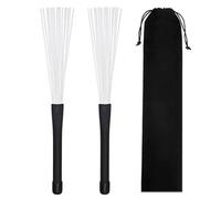 Cepillos de Tambor Brushes Jazz Brush 1 Pair Retractable Rubber Handles Jazz Drum Brushes Sticks Nylon(1 pair white)