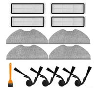 Cepillos laterales de repuesto, para filtros HEPA y kit de trapeador para Xiaomi Robot Vacuum H40/OV51, incluye 4 cepillos laterales, 4 filtros, 4 almohadillas de fregona y 1 limpieza