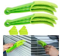 Cepillos Limpiadores, 2 Piezas, con 4 x Accesorio de Microfibra, para Persianas de Ventana Limpiador de Persianas, Cortinas, Aire Acondicionado y Contraventanas, Tamaño Compacto, Colector de Tela
