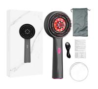 Cepillos para el cabello con peine de masaje eléctrico, con luz roja masajeador de cabeza para el cuero cabelludo, peine para el cuero cabelludo con cabina de suero líquido