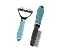 Cepillos para perros antipérdida de pelo desenredante de dientes de acero | Conjunto de aseo de animales para gatos, conejos y animales de pelo suave y grueso