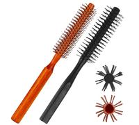 Cepillos redondo pequeño para secador, paquete de 2 unidades, cepillos Quiff Roller con 8 filas de cerdas nailon, peine redondo para rizar el pelo