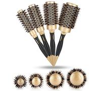 Cepillos redondos, 4 piezas Cepillo de pelo redondo Cerámica térmica Secado por soplado, Anión portátil Peine de peluquería profesional Peine de estilo grande