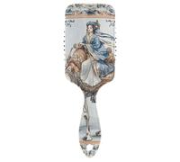 Cepillos vintage para mujeres negras, diseño de tribu étnica china Camel Woman, masajeador de cabeza diseñado para cabello corto con mango ergonómico para rizos definidos