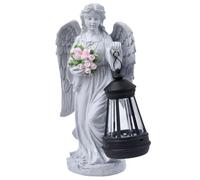 Ceprznvey Angel Statue, Solar Garden Light, Memorial Resin Figure, Auto-Charge LED Feature, Ideal for Yard Pathway Cemetery Outdoor Landscaping Decoration, 6x4x3 Inches, White, 1 Piece