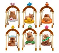 Ceprznvey Capybara Figures, Rocking Capybara Figurines, Cute Animal Desk Ornaments, Set de 6 miniaturas de PVC Figures, Perfect for Table, Bookshelf, Bedroom, 4.17x2.36