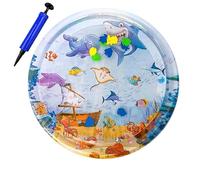 Ceprznvey Cat Water Mat, Sensory Water Pad, Round Inflatable Thickened PVC Interactive Cooling Bed for Living Room Patio Backyard Garden Use, 11.81x11.81x0.79 Inches, 200g