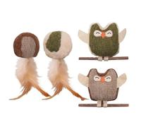 Ceprznvey Catnip Toy, Chew Feather Ball, Plush Owl Doll, Oral Health Support, Teeth Cleaning Fun, Boredom Relief for All Breeds, Cat Chew Toy 6.3x2.36x2.36