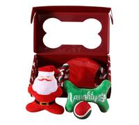 Ceprznvey Dog Chew Plush Toy, Plush Dog Toy, Dog Chew Toys, Interactive Pet Play Toys, Christmas-Themed Sound-Making Flying Disc and Ball, Indoor and Outdoor Pet Toy to Reduce Boredom for Dogs
