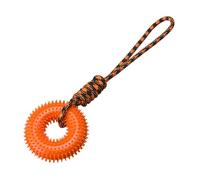 Ceprznvey Dog Squeaky Toys, Spiky Ring Chewing Trainer, Interactive with Rope for Small Medium Large Dogs Mental Stimulation Boredom Relief Outdoor Indoor