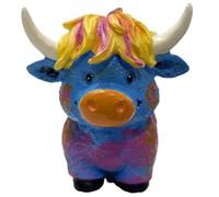 Ceprznvey Highland Cow Decor, Yak Figurine, Resin Cattle Ornament, Handcrafted Miniature, Rustic Animal Statue, Ideal for Desktop Shelf Accent, 3.94x3.35 Inches, Multicolor, 1 Piece
