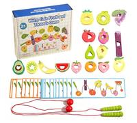 Ceprznvey Learning Bead Game - Threading Fruit Activity for Toddler Play | Wooden Lacing Toy with Colorful, Preschool Development Puzzle, Fine Motor Skills Training, Educational Fun for Kids