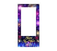 Ceprznvey Marco de fotos | Decoración temática de Año Nuevo con purpurina | Marco de fotos para cabina de fotos 2026 - para amigos, eventos nocturnos, estudios, fiestas, interiores, vacaciones, Año