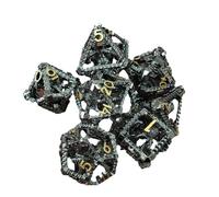 Ceprznvey Metal Dice Set, Hollow Design Polyhedral Shape Sturdy Build Dragon Theme Unique Aesthetic Smooth Superficies Compact Size, Board Game Accessories for Entertainment