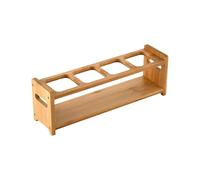 Ceprznvey Oil Bottle Holder, Wooden Seasoning Shelf, 4-Hole Design Anti-Slip Base Multifunctional Condiment Display Stand for Kitchen Organizer, 12.6x3.15x3.94 Inches