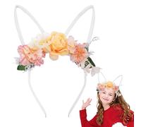 Ceprznvey Orejas de conejo de Pascua - Bandas de disfraces de vacaciones con flores, diadema de orejas de conejo de Pascua, para disfraz de niños, Navidad, Halloween, fiesta, día de San Valentín