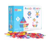 Ceprznvey Pattern Blocks, Geometric Shape Puzzle, Safe Material Fun Tangram Toys Sturdy Pieces Educational Activities to Build Fine Motor Skills for Kids 3+