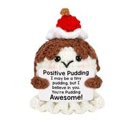 Ceprznvey Positive Support Crochet, Emotional Support Crochet Pudding, Soft Plush Doll Toys with Motivational Quotes, Gift for Birthday, Nurse, Teacher, Friends, Graduation, 3.94x2.56