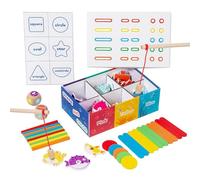 Ceprznvey Shape Sorting Toy, Wooden Sorting Box, Magnetic Fishing Game, Color and Shape Classification, Wood Material, Ideal para niños Sensitive Activity, Mixed Size, Multicolor, 1 Set