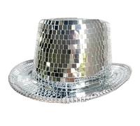 Ceprznvey Shiny Tuxedo Hat, Disco Victorian Hat, Mirror Glitter Party Headwear, Reflective Unisex Costume Accessory, Club Dance Prop, Festival Top, Outdoor Fashion, Knitted Fabric & Glass