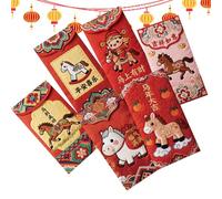 Ceprznvey Sobres para el Año Nuevo Chino | Decoraciones de Buena Suerte Auspiciosa - Sobres Rojos Para El Año Del Caballo - Para Niños Familia Vecinos Fiestas Cumpleaños Bodas Celebración Y Sesiones