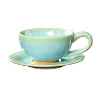 Ceprznvey Stoneware Coffee Cup, Saucer Set, Handmade Ceramic Mugs, 150ml Compact Vintage Kiln Changing Japanese Style Latte Drinkware for Lovers, Parents, Friends