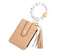 Ceprznvey Tassel Card Holder, Card Wallet, Card Holder, Portable Card Wallet, Bohemian Leather Card Wallet with Tassel and Beaded Lanyard Portable Pu Leather Card Holder for Identity Cards, verde