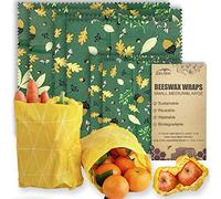 Cera de abejas reutilizable para envolver alimentos sin plástico ni silicona, envoltorio ecológico, papel de cera para alimentos (Acorn, 6 Paquetes, 3 Tamaños S,M,L)