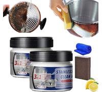 Cera limpia de acero inoxidable, pasta de limpieza de acero inoxidable de nano-tecnología, segura para superficies, removedor de óxido para acero inoxidable, pasta de pulido de metal para ollas y
