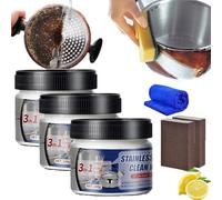 Cera limpia de acero inoxidable, pasta de limpieza de acero inoxidable mágica de nano-tecnología, segura para superficies, limpiador y pulido de acero inoxidable para electrodomésticos (3 piezas)