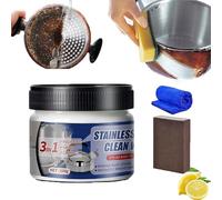 Cera limpia de acero inoxidable, pasta mágica de limpieza de acero inoxidable con nano-tecnología, segura para la superficie, pasta de pulido de metal, limpiador y pulido de acero inoxidable para