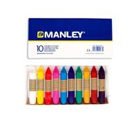 MANLEY Ceras de Colores Profesionales, Caja Estuche de Ceras Blandas de Trazo Suave, Pueden Mezclarse los Colores, Colores Surtidos Ideal para el Colegio, Infantil, Vuelta al Cole, Material Escolar y