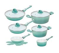 Cerafit Revolution - Juego de 12 sartenes (tapa de cristal, revestimiento de cerámica, antiadherente, mango extraíble, todo tipo de fuegos de inducción)