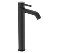 Ceraline Grifo de lavabo (Altura: 32,1 cm, Negro, Mate, Con juego de desagüe)
