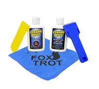 Cerama Bryte - Kit completo de limpieza para estufas de vidrio Cerama Bryte, removedor de grasa quemado para estufa de cerámica, raspador, limpiador y microfibra Foxtrot, elimina manchas difíciles