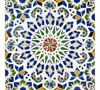Cerames Azulejos de Cerámica Marroquí Nazir - Azulejos de mosaico Marroquí para baño, cocina, sala de estar, ducha, debajo de las escaleras | Azulejos marroquíes en estilo oriental 20x20 cm