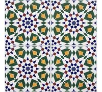 Cerames Azulejos de Cerámica Marroquí Tanger - Azulejos de mosaico Marroquí para baño, cocina, sala de estar, ducha, debajo de las escaleras | Azulejos marroquíes en estilo oriental 20x20 cm