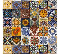Cerames Azulejos de cerámica Mexicana Conrado - 30 azulejos decorativos de pared mexicanos para baño, cocina, ducha | Azulejos de mosaico de cerámica 10,5x10,5 cm
