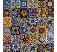 Cerames - Azulejos de cerámica mexicana de 4 x 4 pulgadas, Colorido by Cerames - 30 azulejos decorativos de mosaico mexicano para baño, cocina, ducha, escaleras, sala de estar, salpicaduras de cocina