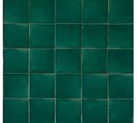 Cerames Azulejos de mosaico de un solo color Verde Rana de cerámica mexicana, azulejos verdes de mosaico para cocina, baño, pared posterior de la cocina, un paquete de 90 azulejos, 10,5 x 10,5 cm