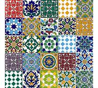 Cerames Baldosas de cerámica marroquíes orientales Pazzo - Azulejos decorativos de mosaico para el baño, la cocina, debajo de las escaleras, terrazas, azulejos de cerámica de colores tunecinos, 10 x