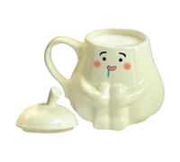 Ceramic, 450 ml Cute Pear Shape Ceramic Decorative Milk Drinkware, Meaningful té with Handle and Dust Proof Lid Design - For Tea Latte Coffee Milk Water Cafe Kitchen Restaurant