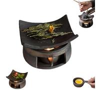 Ceramic Aromatherapy Stove Essential Oil Burner, Cedar and Zen Aromatherapy Burner, Handmade Zen Incense Burners Kit, for Home Fragrance, Meditation (A)