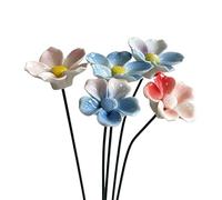 Ceramic Bee Watering Station - 5PCS Flower Pollinator Bath | Set of 5 ceramic flower-shaped watering stations for bees, butterflies, and hummingbirds in gardens and outdoor spaces.