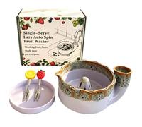 Ceramic Berry Washing Bowl - 360° Rotating Fruit Rinser & Strainer Basket |
